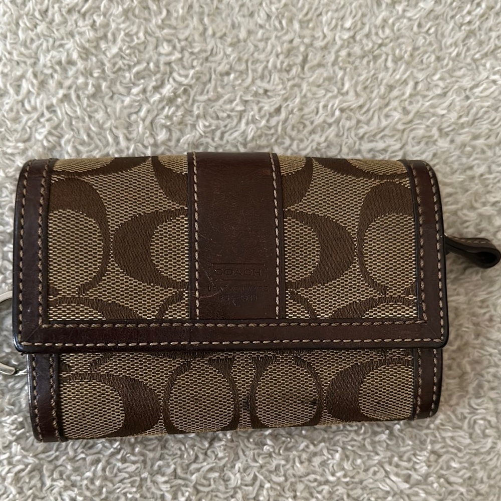 Coach Brown and Tan Signature Wallet